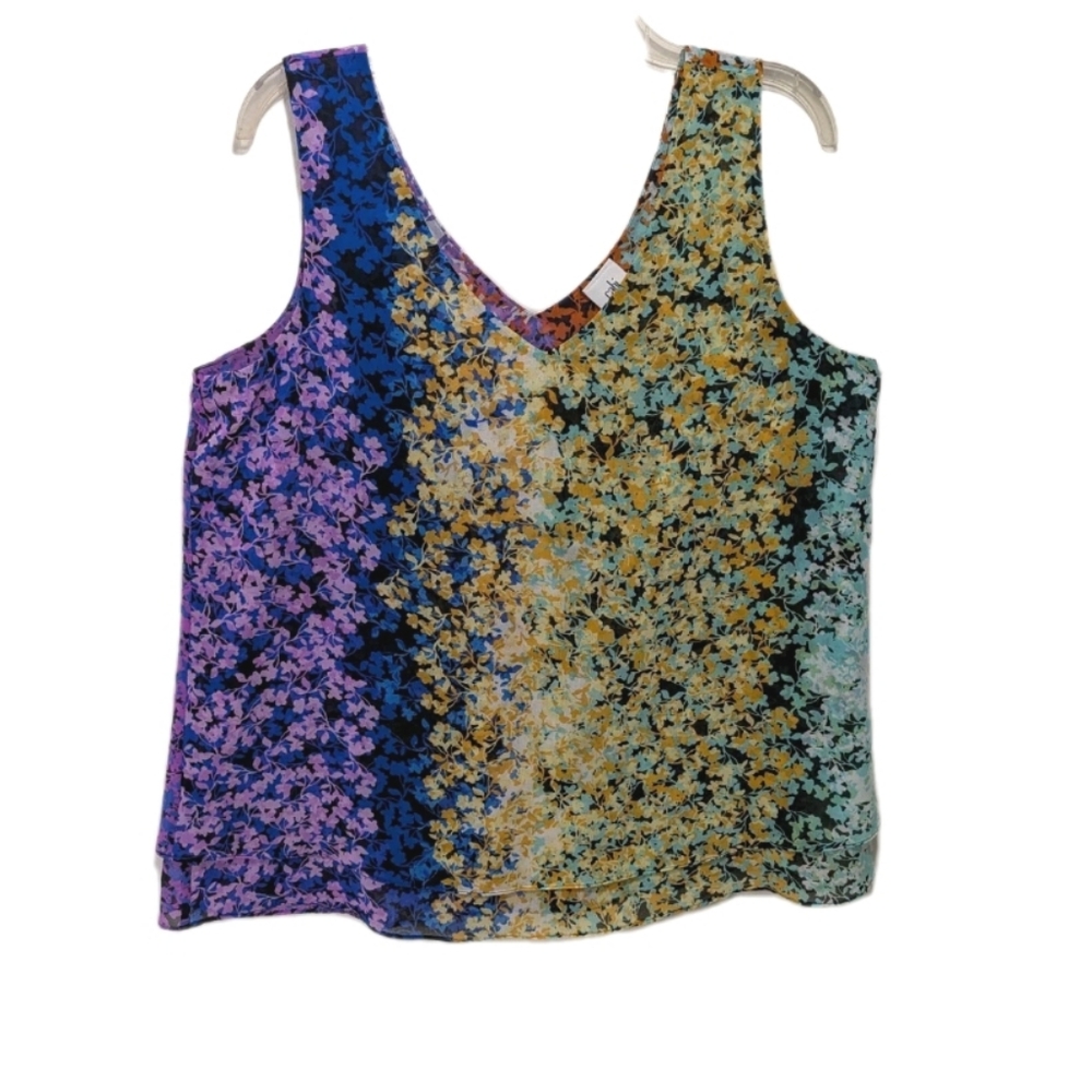 CAbi 5538 Merry Go Round Patchwork Floral Sleeveless Top Blouse L Whimsical